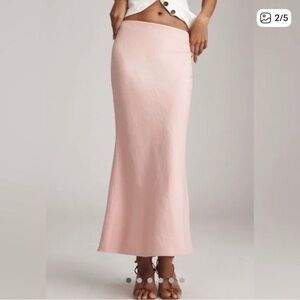 Anthropologie pink linen Tilda skirt :: med :: NWT